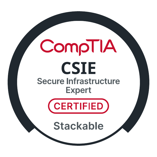 CompTIA Secure Infrastructure Expert (CSIE) stackable certification badge